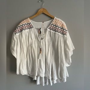 Free People Flowy, White Shirt